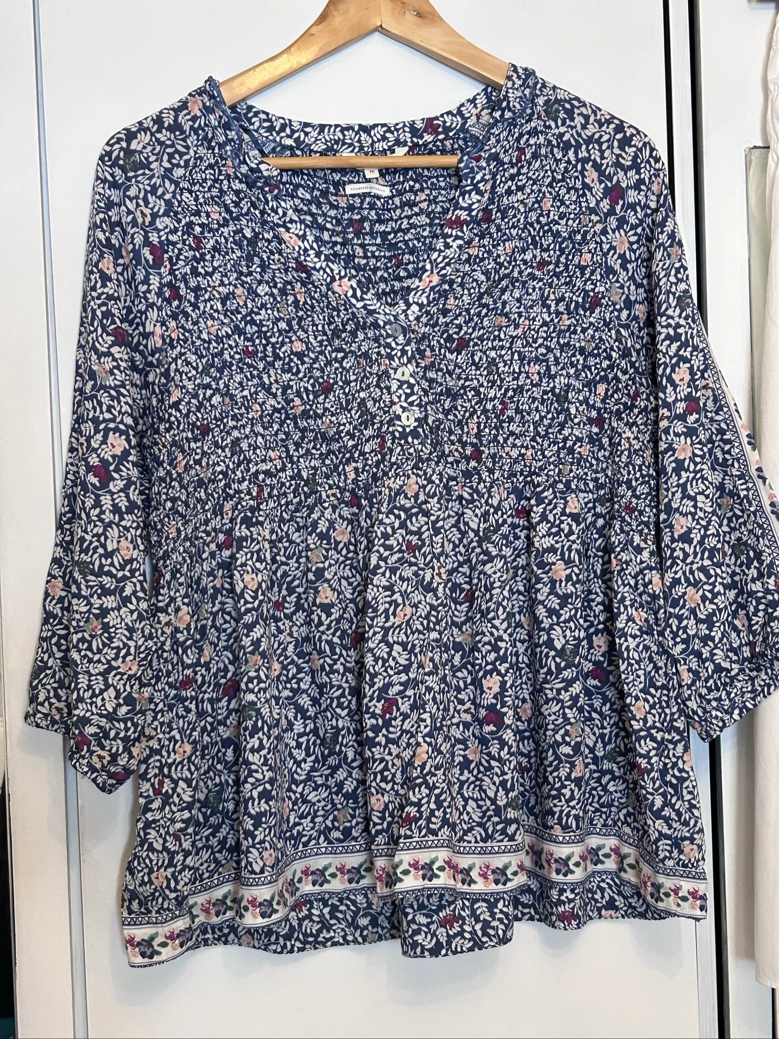 Blusa vintage estilo bohemio de flores talla M